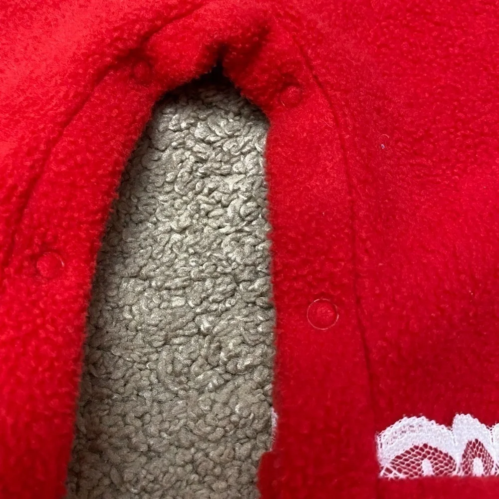 VINTAGE Okie Dokie red fuzzy one piece with pink fairy princess “make a wish”